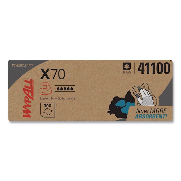 9 in. x 16-3/5 in. White X70 Cleaning Wipes, Flat Sheet (300/Carton)