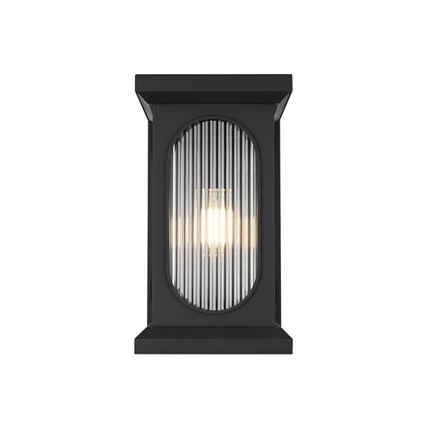 17 in. Black Outdoor Hardwired Wall Sconce with No Bulbs Included