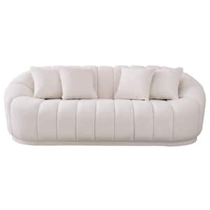 Fullbright 87 in W Round Arm Boucle Fabric Modern Japandi Style Couch in White