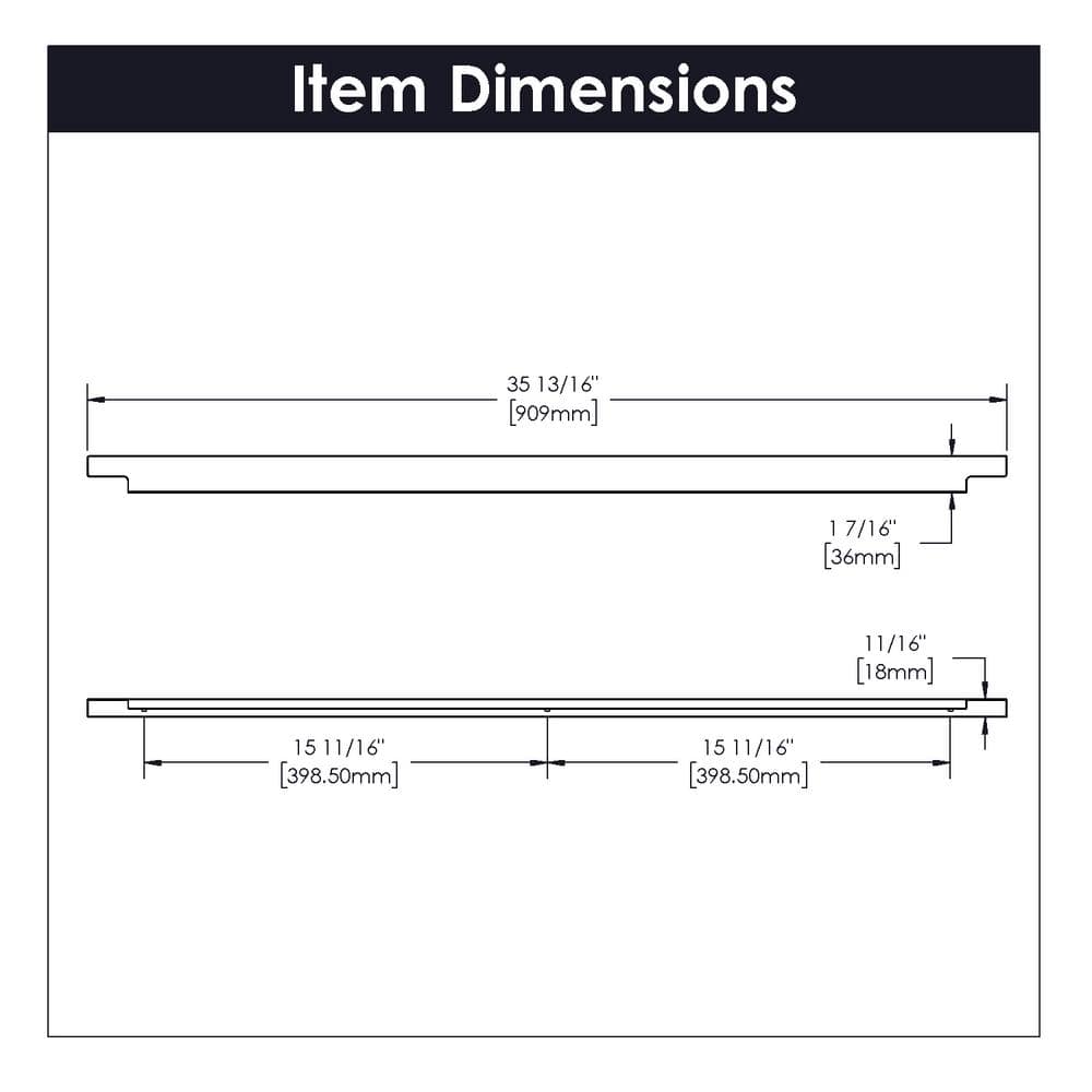 Austere 36" Aluminum Finger Pull Cabinet Handle