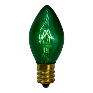 4 in. C7 Green  Transparent Christmas Replacement Bulbs (Set of 4)