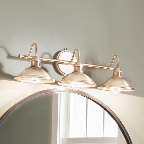 KICHLER Clyde 26.5 in. 3-Light Champagne Bronze Vintage Bathroom Vanity Light