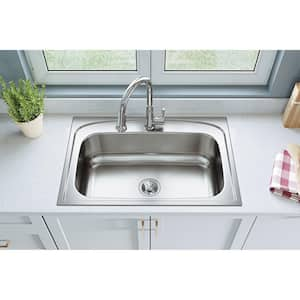 Pergola 33 in. Drop-in Single Bowl 20-Gauge Stainless Steel Kitchen Sink Only