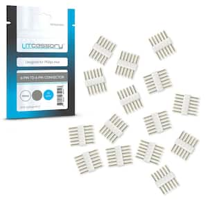 6-Pin To 6-Pin Connector for Philips Hue Lightstrip Plus (15-Pack, White - Micro 6-Pin V4)