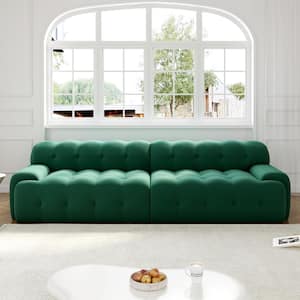 103 in. Armless Waffle Roche Blogger Minimalist 2-Piece 3D Knit Polyester Modular Loveseat Sectional Sofa Couch in Green