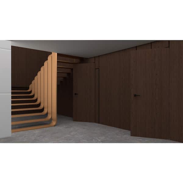 Sartodoors 32 in. x 80 in. Unassembled Right-Hand/Outswing Solid Core Noce Flush Mount Hidden Bookcase Door with Black Hinge Finish