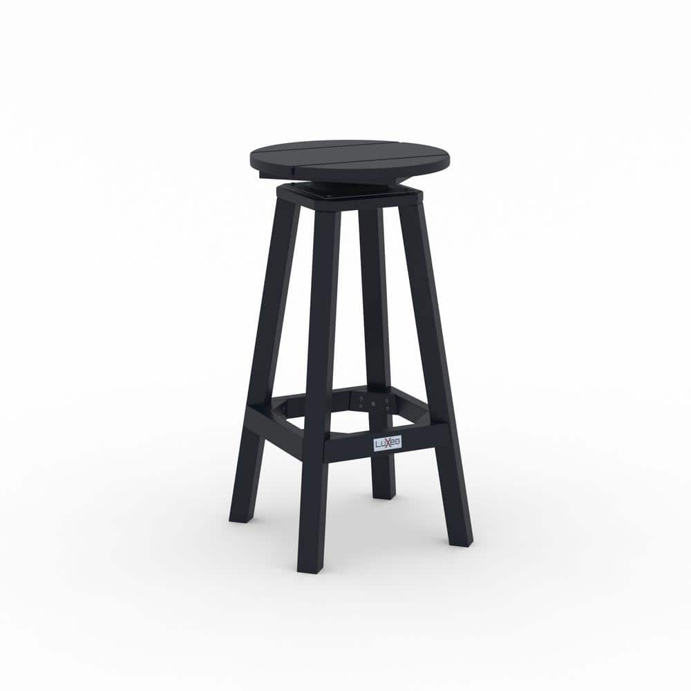 Mason-Cabo Black HDPE Round Outdoor Bar Table Set with Swivel Stools