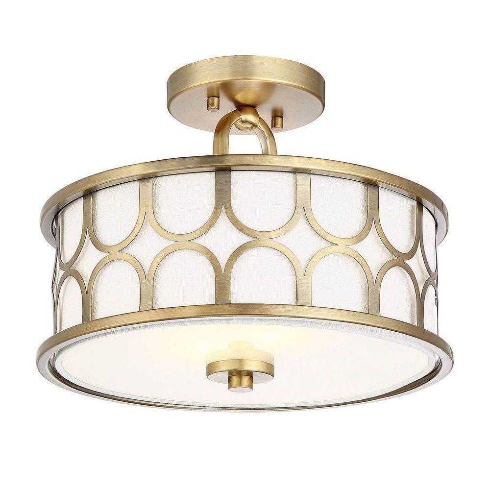 Courtland Geometric Brass & Glass Semi-Flush Ceiling Light