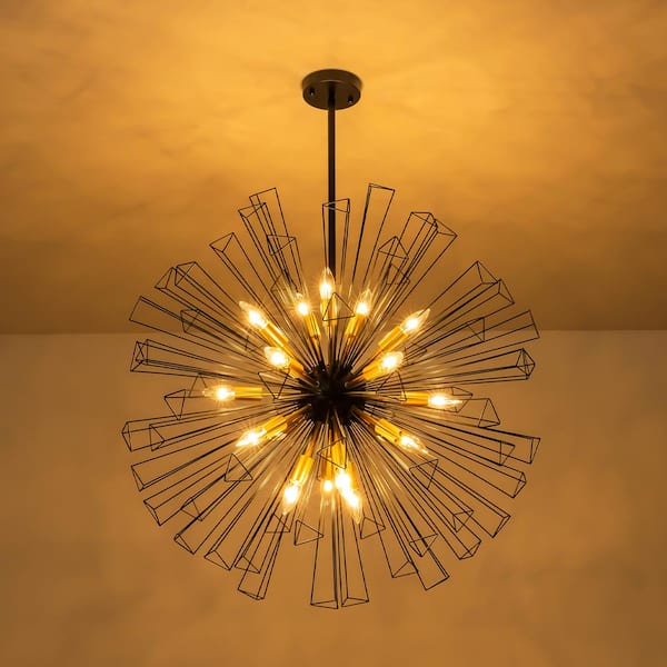 Rennnsan Mariah 18-Light Black with Gold Sputnik Sphere Oversized Chandelier