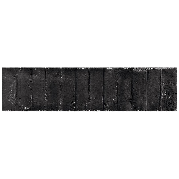 Chord Matter Leather Black 2.95 in. x 0.39 in. Textured Porcelain Wall Tile Sample