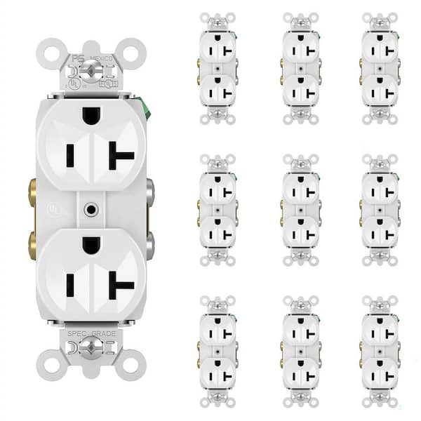 Pass and Seymour 20 Amp 125-Volt Commercial Grade Backwire Duplex Outlet, White (10-Pack)