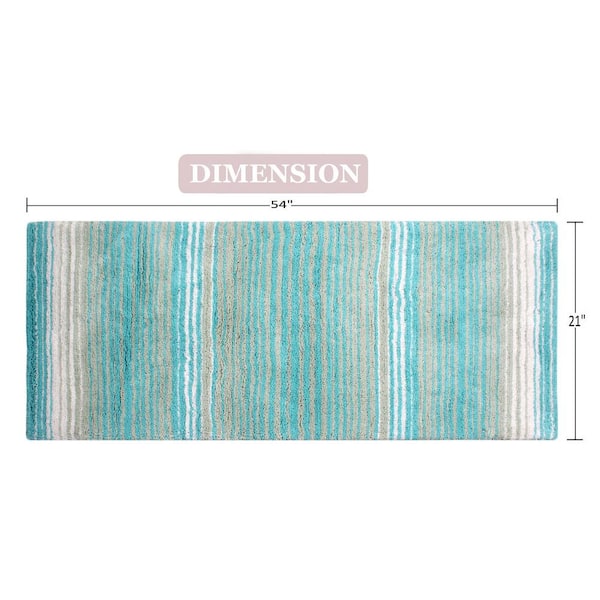 SKL Home Water Stripe Bath Rug, Teal, 20 x 30, 100% Cotton 