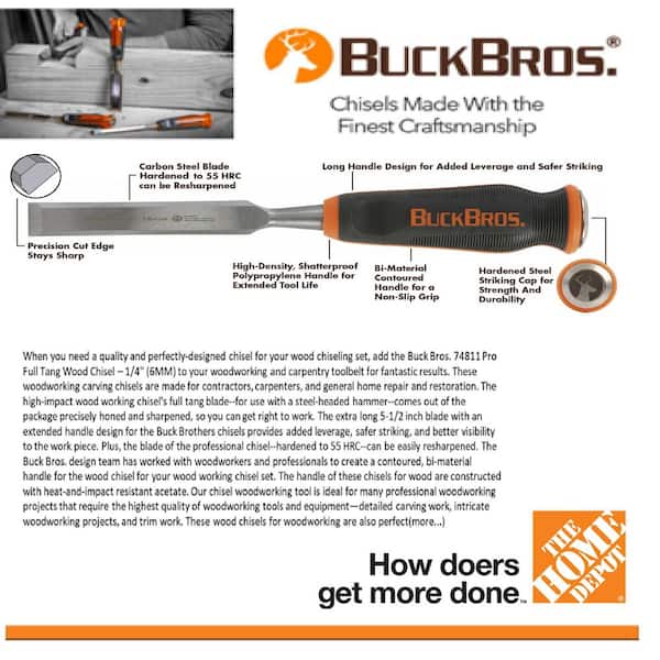 Pro 1/4 in. (6MM) W Full Tang Wood Chisel