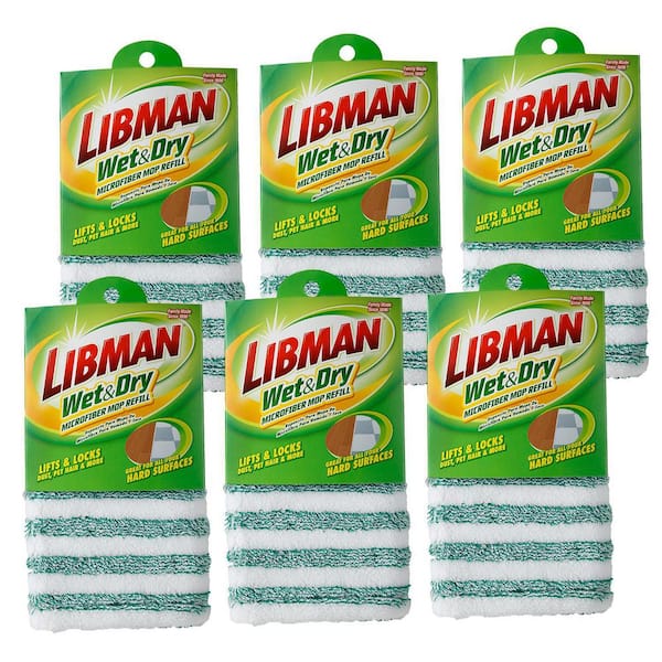 Libman 18 in. Microfiber Wet/Dry Mop Refill Pads (6-Pack)