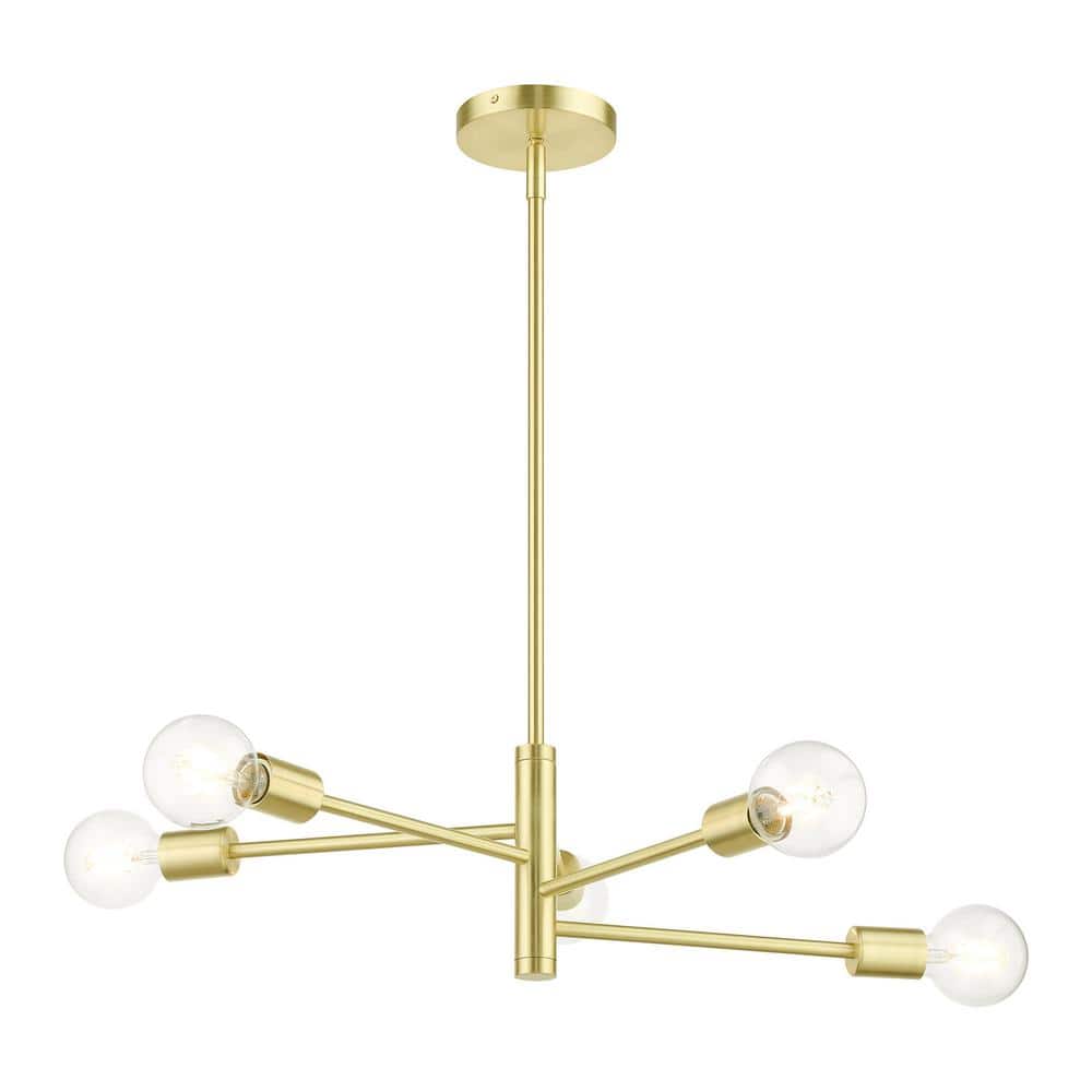 Bannister 5-Light Asymmetrical Satin Brass Chandelier