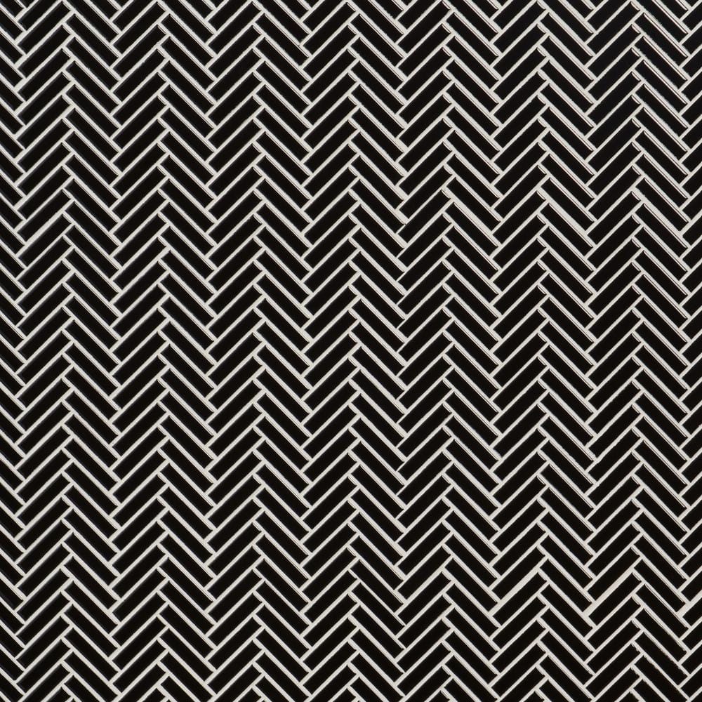Motif Herringbone Black 11.14 in. x 11.14 in. Glossy Porcelain Mosaic Floor and Wall Tile (0.86 sq. ft./each) price history on PriceWatchPro