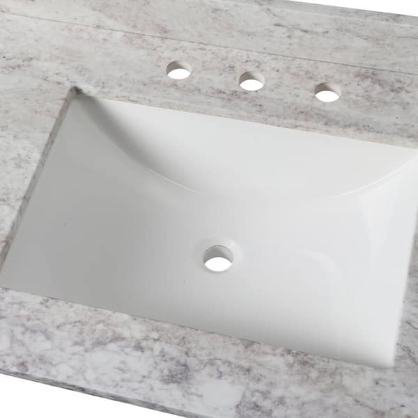 Home Decorators Collection - 49 in. W x 22 in. D Ceramic White Rectangular Single Sink Vanity Top in Winter Mist