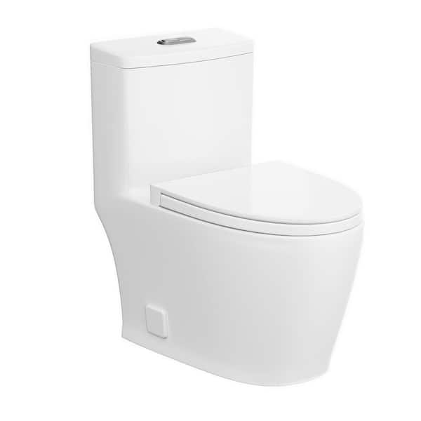 Eviva Zion 1-Piece 1.28 GPF Siphon Jet Elongated Toilet in White