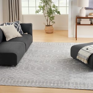 Astra Machine Washable Grey 6 ft. x 9 ft. Moroccan Transitional Area Rug