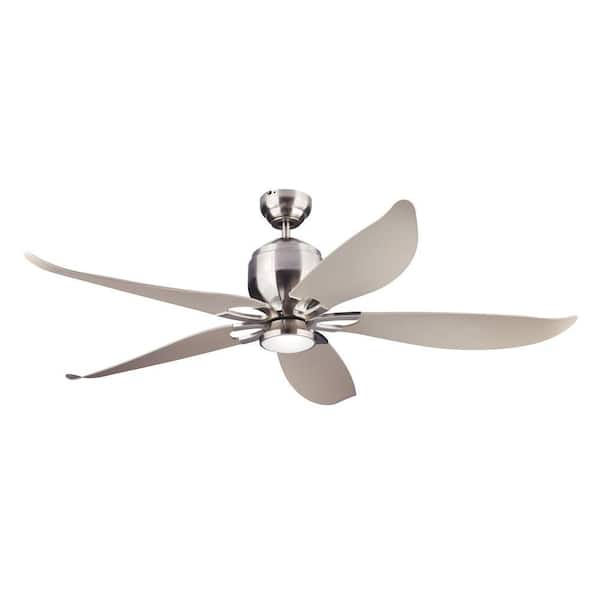 Generation Lighting Lily 56 in. Indoor Brushed Steel Ceiling Fan with Remote Control
