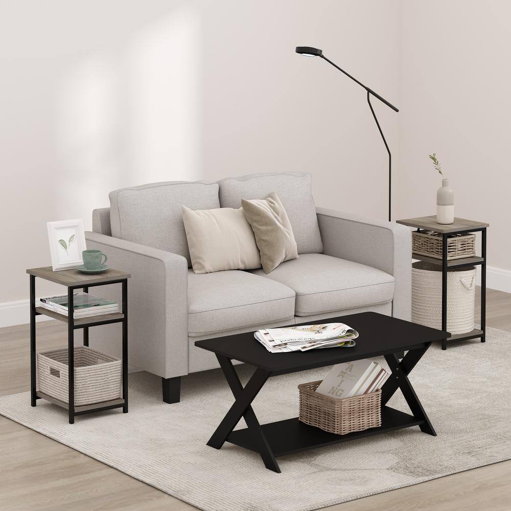 Simplistic 15.2 in. Espresso Rectangle Wood End Table with Industrial Metal Frame - thumbnail 6