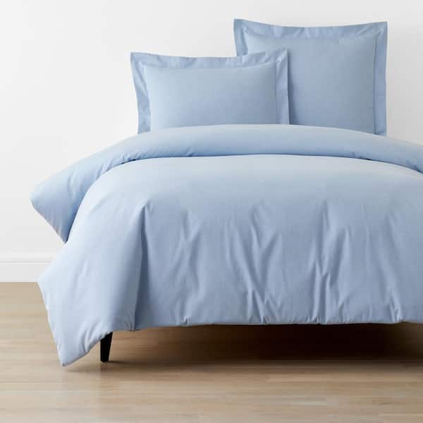 The Company Store Company Cotton Oxford Solid Blue Twin/Twin XL Cotton Duvet Cover