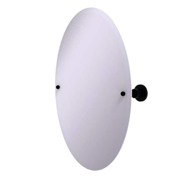 Allied Brass 21 in. x 29 in. Astor Place Frameless Oval Tilt Mirror with Beveled Edge in Matte Black