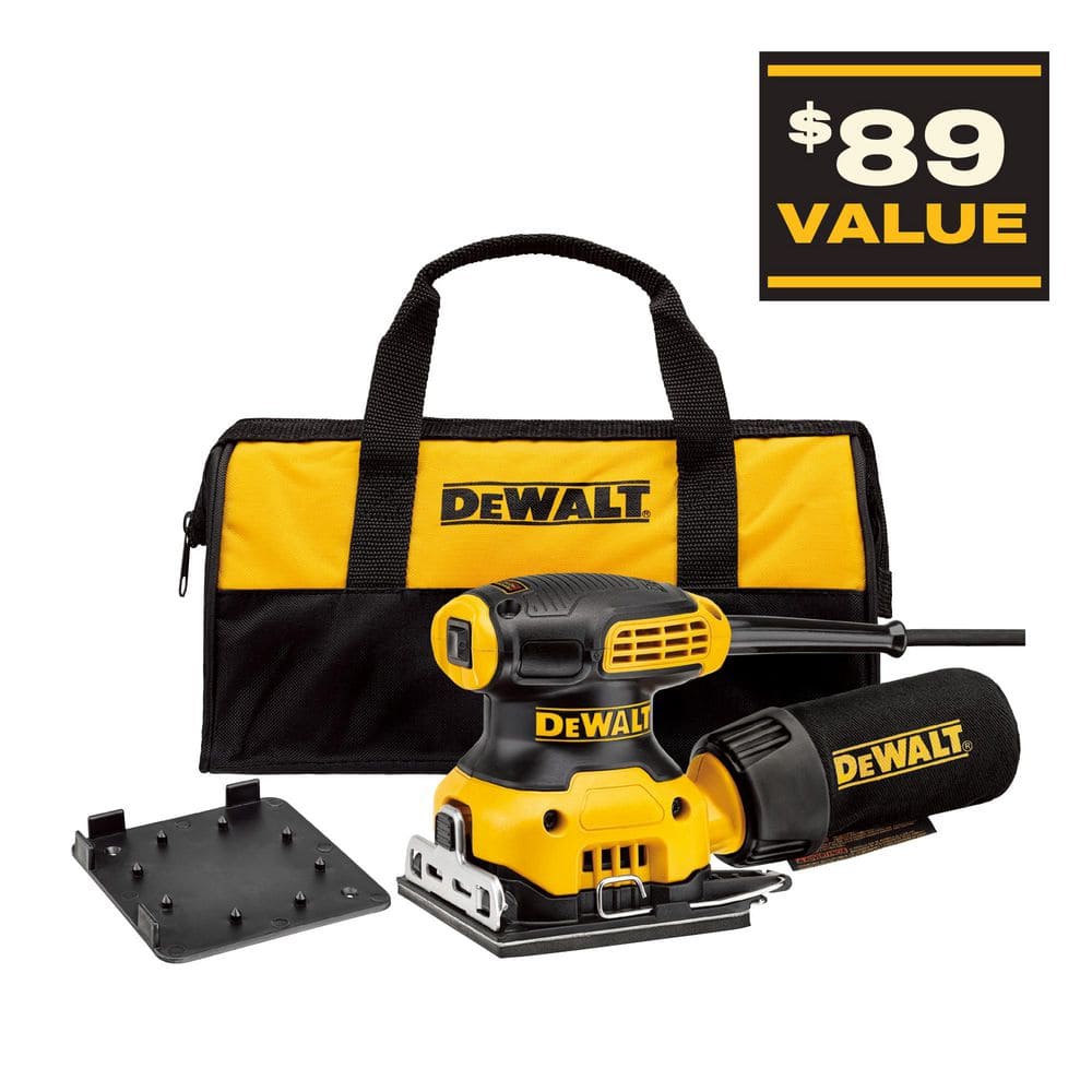 DEWALT 2.3 Amp Corded 1/4 Sheet Palm Grip Sander Kit with Contractor Bag DWE6411K - The Home Depot