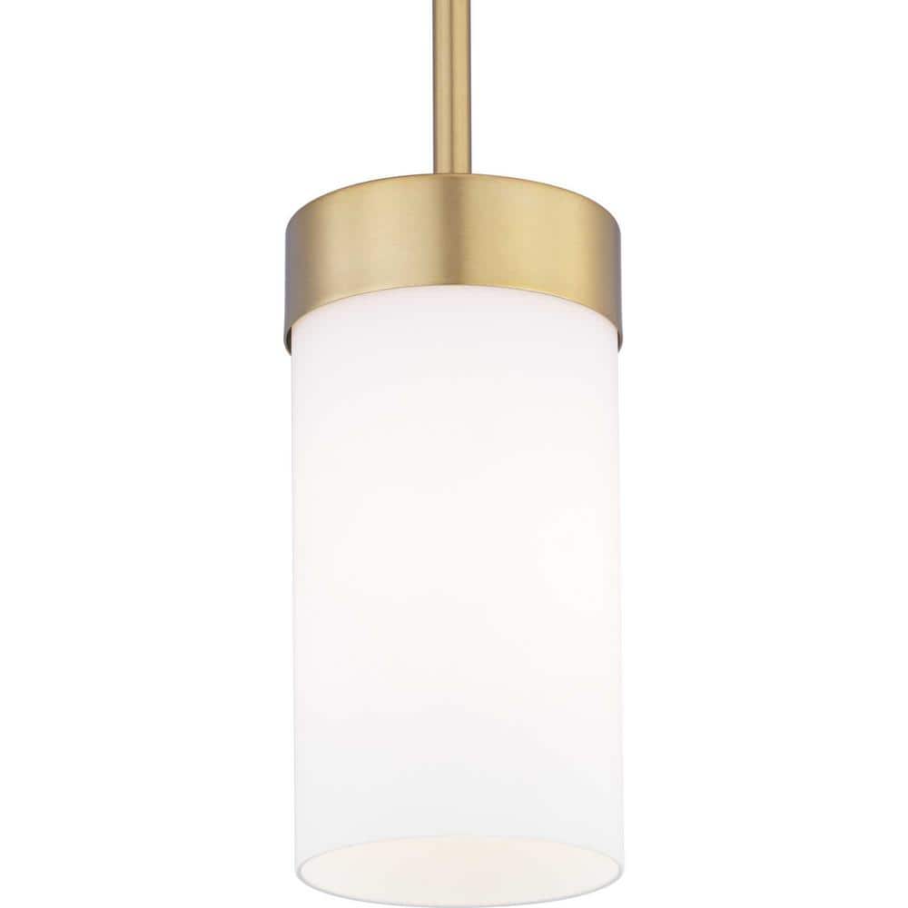 Brushed Bronze Mini Pendant with Etched White Glass Shade