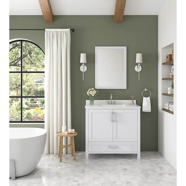 Home Decorators Collection Melpark 36 in. W x 22 in. D x 34 in. H Single  Sink Bath Vanity in Dove Gray with White Engineered Marble Top Melpark 36G  - The Home Depot