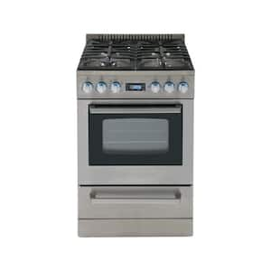 Hotpoint 24 in. 2.9 cu. ft. Oven Freestanding Gas Range with 4 Sealed  Burners - White