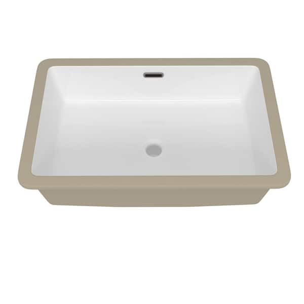 14.63 in Ceramic Wall-Mounted Rectangular Bathroom Sink Left Hand with Single Faucet Hole in White Floating Vessel Sink