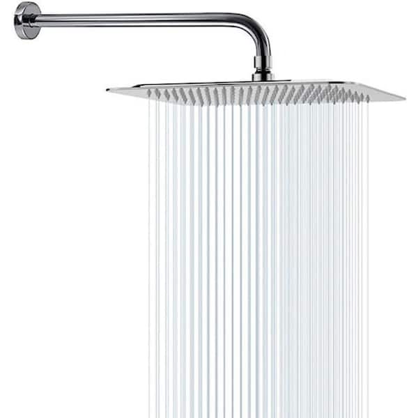 Unbranded 3-Spray Patterns with 1.8 GPM 12 in. Wall Mount Rain Fixed Shower Head in Chrome