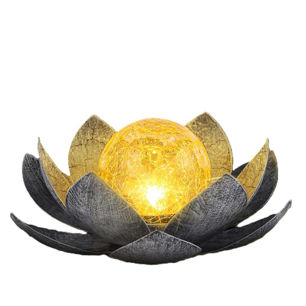 3.4 in. x 7.5 in. x 7.5 in. Amber Metal LED Flower Lights for Patio, Lawn C