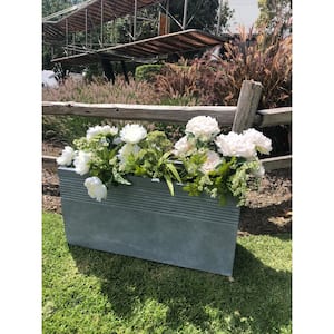 Large 32 in. x 10 in. x 16 in. Lightweight Concrete Modern Rectangle Stripped Slate Gray Planter