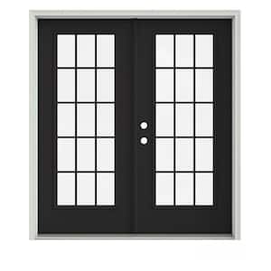 72 in. x 80 in. Chestnut Bronze Painted Steel Right-Hand Inswing 15 Lite Glass Stationary/Active Patio Door
