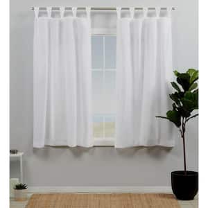 Loha Winter White Solid Light Filtering Braided Tab Top Curtain, 54 in. W x 63 in. L (Set of 2)