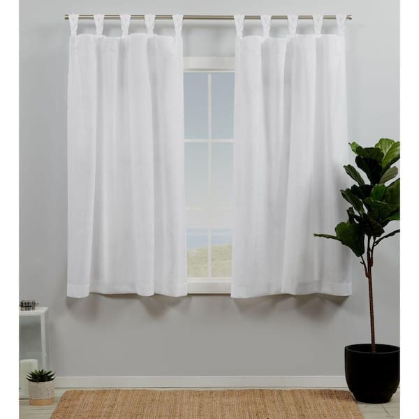 EXCLUSIVE HOME Loha Winter White Solid Light Filtering Braided Tab Top Curtain, 54 in. W x 63 in. L (Set of 2)
