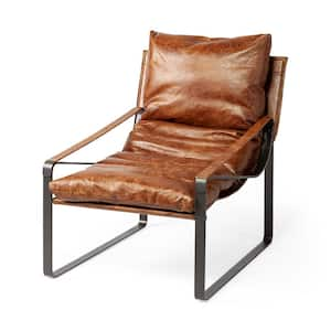 Hornet I Cocoa Brown Leather Unibody Seat w/ Black Metal Frame Accent Chair