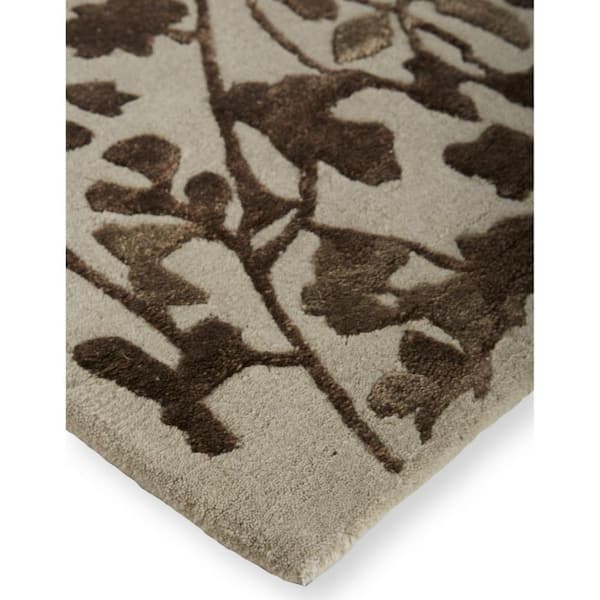 Taupe, Brown 5 ft. x 8 ft. Floral Area Rug