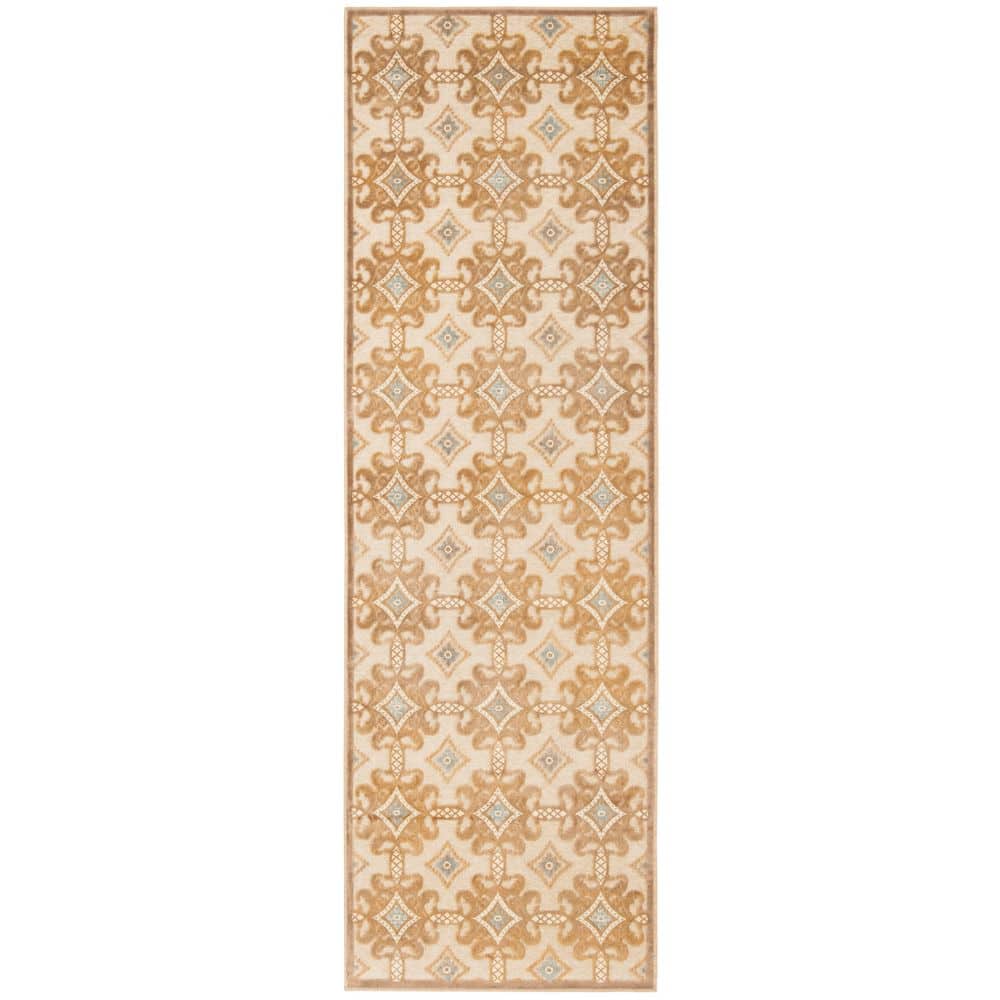 Martha Stewart 2 ft. x 8 ft. Taupe/Cream Geometric Floral Ornate Runner Rug price history on PriceWatchPro