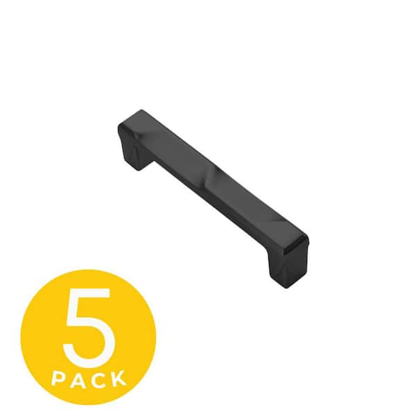Geiger Series 3-3/4 in. (96 mm) Center-to-Center Modern Black Cabinet Handle/Pull (5-Pack)