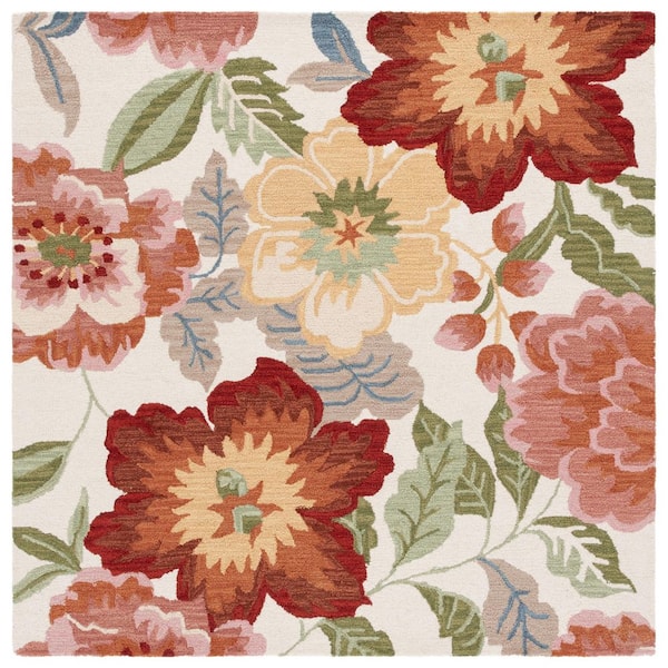 Chelsea 6 ft. x 6 ft. Ivory/Pink Modern Floral Square Area Rug