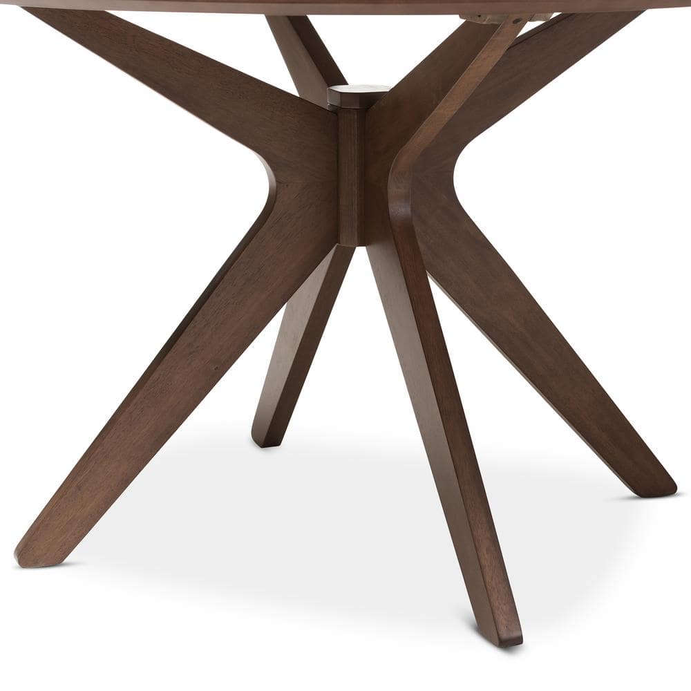 Monte 48" Walnut Brown Mid-Century Modern Round Wood Dining Table