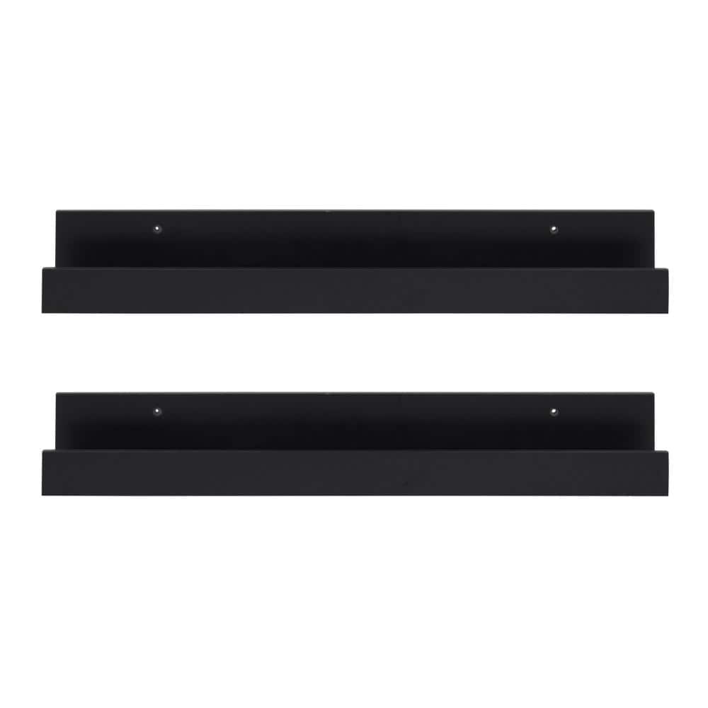 Sleek Black 24" Modern Floating Wall Shelf Set - 2 Pack