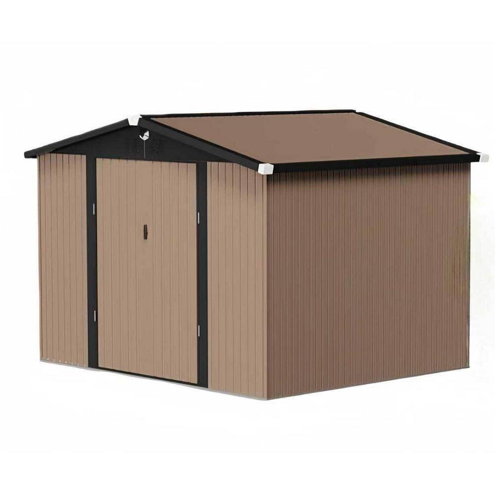10 ft. W x 8 ft. D Metal Storage Shed with solar light and work lights Pitched Roof Lockable Door (80 sq. ft. ) in Brown price history on PriceWatchPro