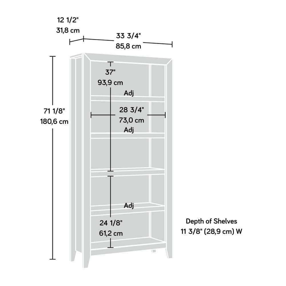 Dakota Pass Char Pine Adjustable 5-Shelf Wood Bookcase