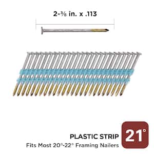 2-3/8 in. x 0.113 21-Degree Bright Finish Smooth Shank Plastic Strip Framing Nails (5000 -Per Box)