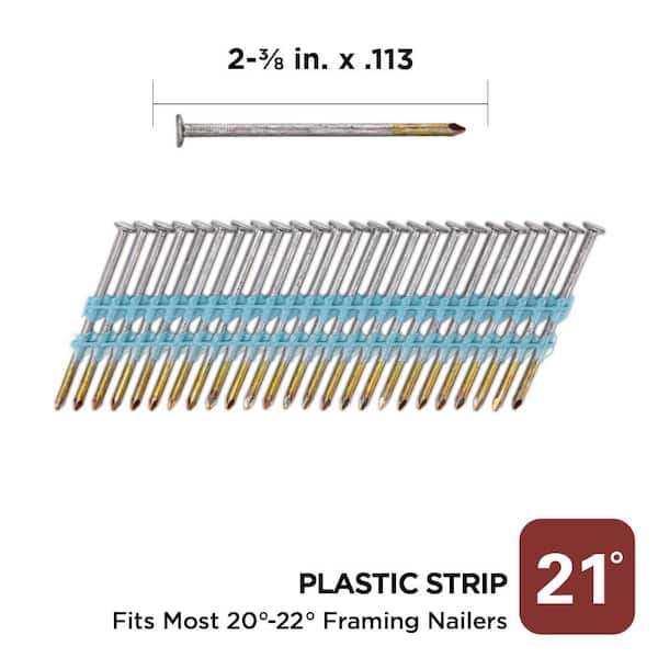 2-3/8 in. x 0.113 21-Degree Bright Finish Smooth Shank Plastic Strip Framing Nails (5000 -Per Box)