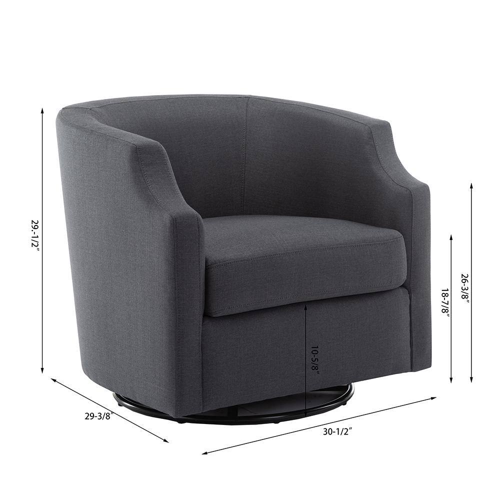 Infinity Ashen Gray Polyester Swivel Barrel Accent Chair